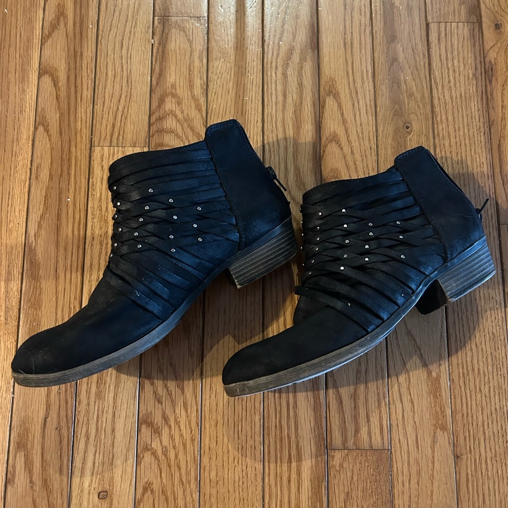 SO Black Ankle Boots with Studded Detail
